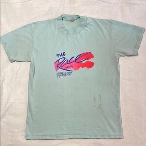 Vintage Stained Tee L Eugene Oregon The Race 8K 1989 Pastel Blue USA Stedman